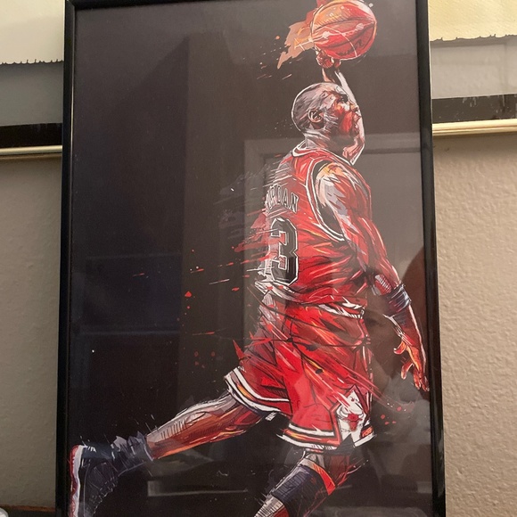Vinyl Poster Framed of MJ Bulls 23 Dunk